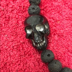 King Baby Studios Lava Skull Bead Bracelet 925 Sil